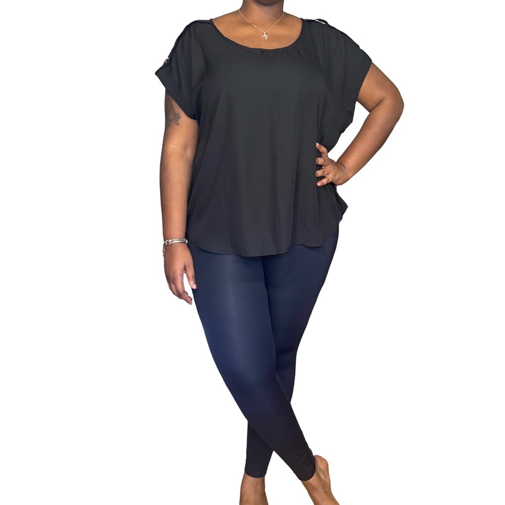 MISS LILI VERSATILE SCOOP NECK TUNIC - BLACK SIZE 3X (NEW WITH TAGS) A19